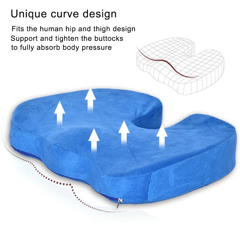 Travel Breathable Seat Cushion Coccyx Orthopedic Memory Foam U Seat Massage Chair Cushion Pad Car U-Shape Seat Cushion