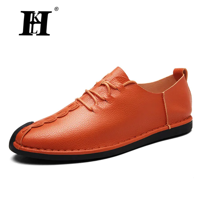 

HKL Shoes Luxury Fashion Men Shoes Oxfords Genuine Leather Loafers Men Casual Driving Shoes Mens Flats Mans Hombre