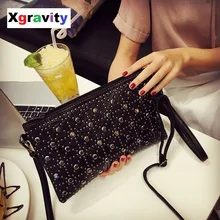 Xgravity новые модные уникальные женские сумки с заклепками элегантные клатчи из искусственной кожи женские сумки-мессенджеры для отдыха черные женские сумки H104