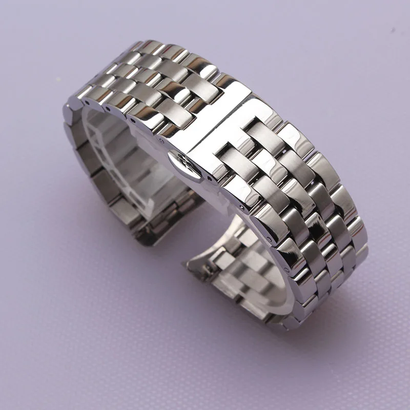 Curved end watchband straight end fashion replacement fit many watches watch strap bracelet16mm 18mm 20mm 22mm 24mm Silver gold