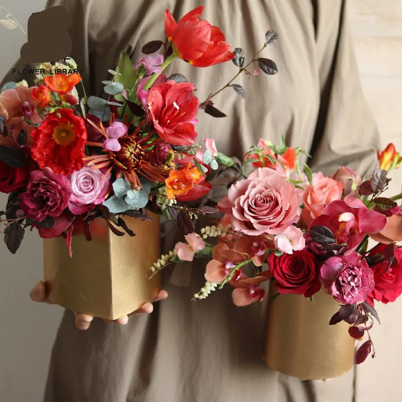 

Flower box round heart-shaped box hug bucket mother's day birthday wedding party creative gift flower box