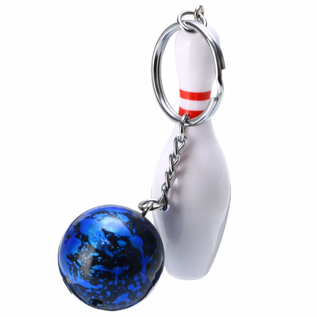 Creative  Key Chain Ring Metal Plastic Bowling With Ball Purse Bag Keyring For Women Men Jewelry Gift Shellhard