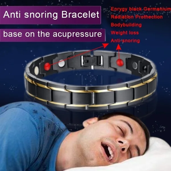 New Hot Men Magnetic Therapy Bracelet Classic Titanium Steel Anti-snoring Health Care DC88 Anti Snore Wrist Watch Sleep Snoring