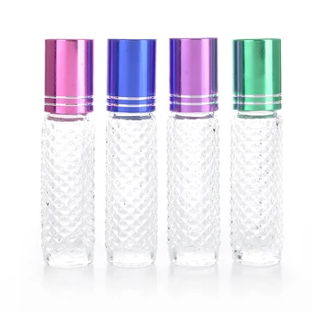 

8ML Hot Sale Portable Pineapple Style Glass Perfume Bottle With Roll On&Empty Cosmetic cream Case For Traveler