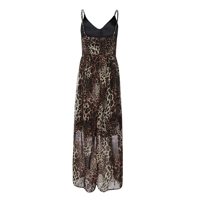New Sexy ChiffonLeopard Print High Waist V-Neck Long Dress Summer High Street Fashion Dress For Female Vestidos #F#40DE07 (16)