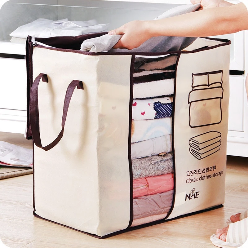

2018 New Non-woven Portable Clothes Storage Bag Organizer Folding Closet Organizers For Pillow Quilt Blanket Bedding