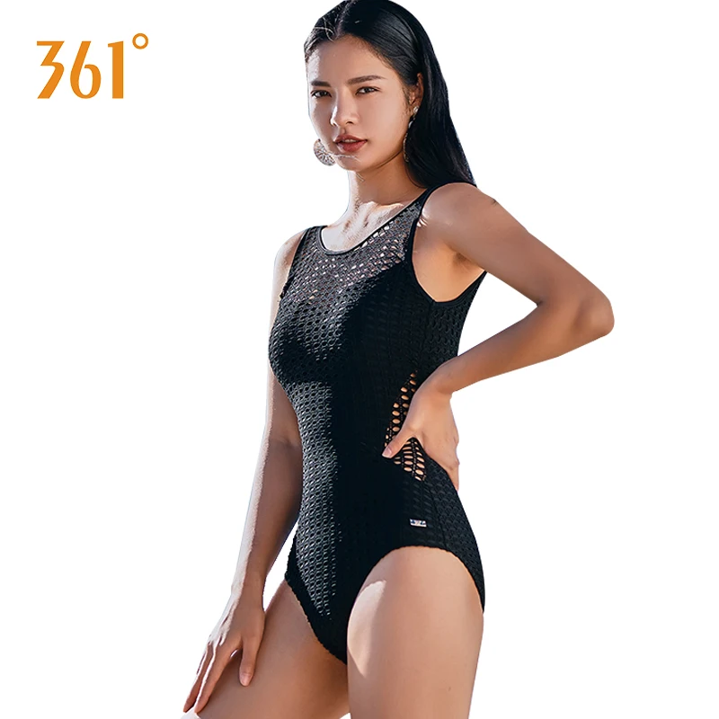 

361 Women Transparent Mesh Swimsuit Triangle Sexy Swimsuit Push Up Hot Spring Bathing Suit New Black One Piece Backless Swimsuit