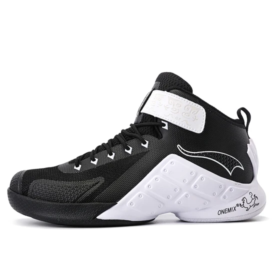 ONEMIX Newest Men Basketball Shoes Male Ankle Boots Anti-slip outdoor Sport Sneakers Plus Size EU 39-46 Free Shipping - Цвет: Black White