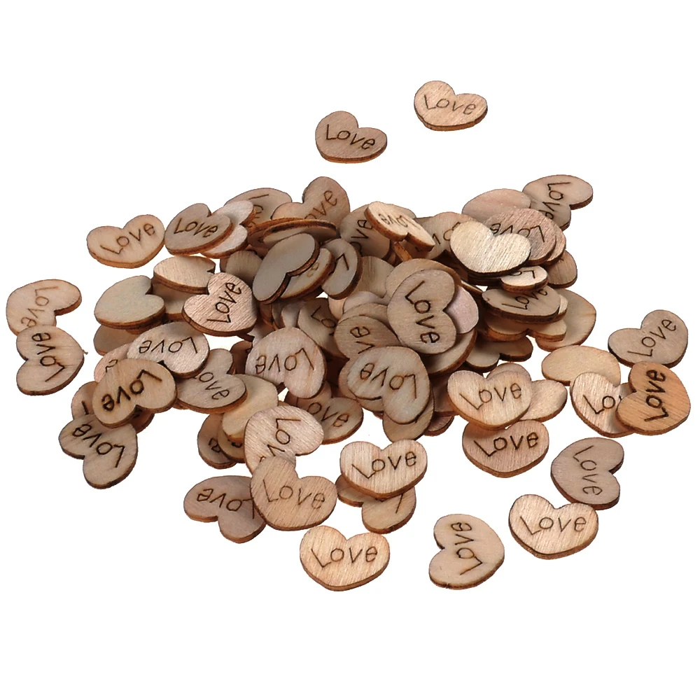 

100Pcs Mini Wooden Love Heart Pieces Wood Craft Cardmaking Scrapbooking Stickers Decorative Letters Figurines Miniatures
