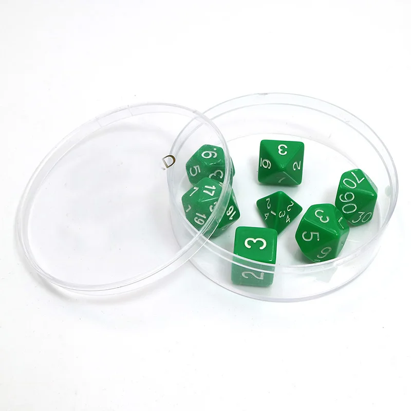 2017 new 7pcs/set RPG game dice green d4 d6 d8 d10 d% d12 d20 set for D&ampD board | Спорт и развлечения