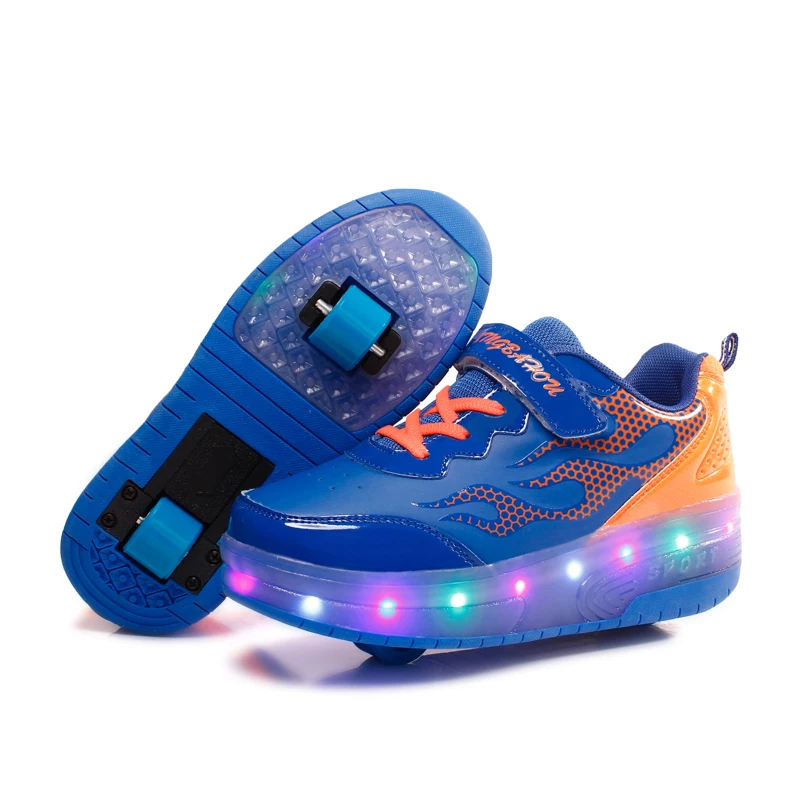 

LED Light Sneakers with Double TWO Wheel Boy Girl Roller Skate Casual Roller Girl Zapatillas Zapatos Con Ruedas