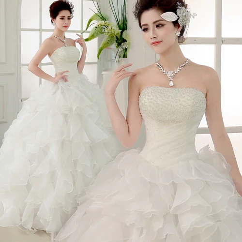 Fashion Wedding Dresses Bride Bandage Drill Lace Princess Dress Wrapped