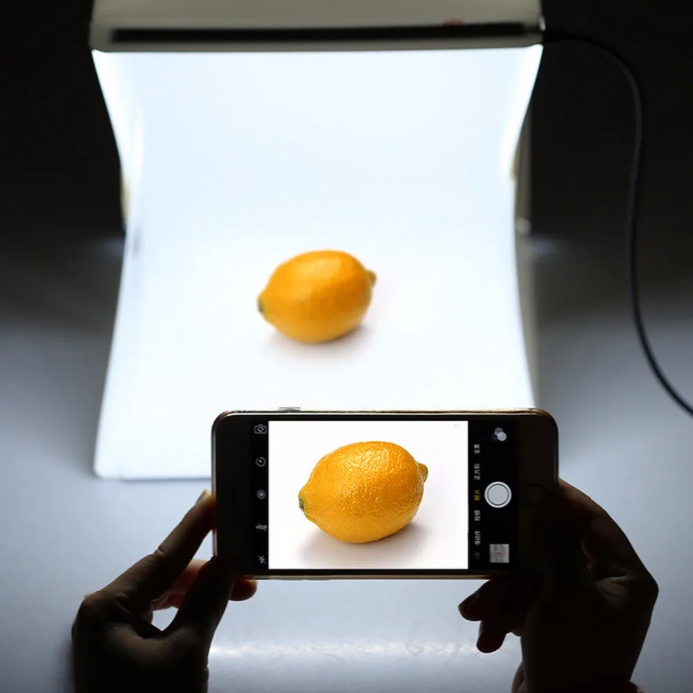 SOONHUA Portable Folding Lightbox Photography Studio Softbox Mini LED Light Box Tent Kit for Phone DSLR Camera Photo Background