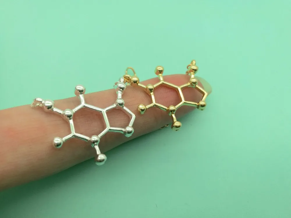 

10PCS Caffeine Molecule Necklace Chemical Molecules Necklace Science Structure Chemistry Coffee Necklaces for Nurse Jewelry