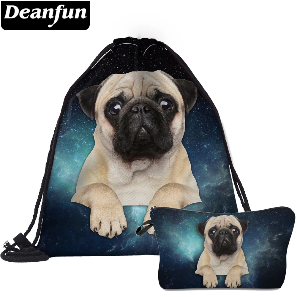 Deanfun 2Pcs Cute Dog Pug Backpack for School Teenagers Boys Girls