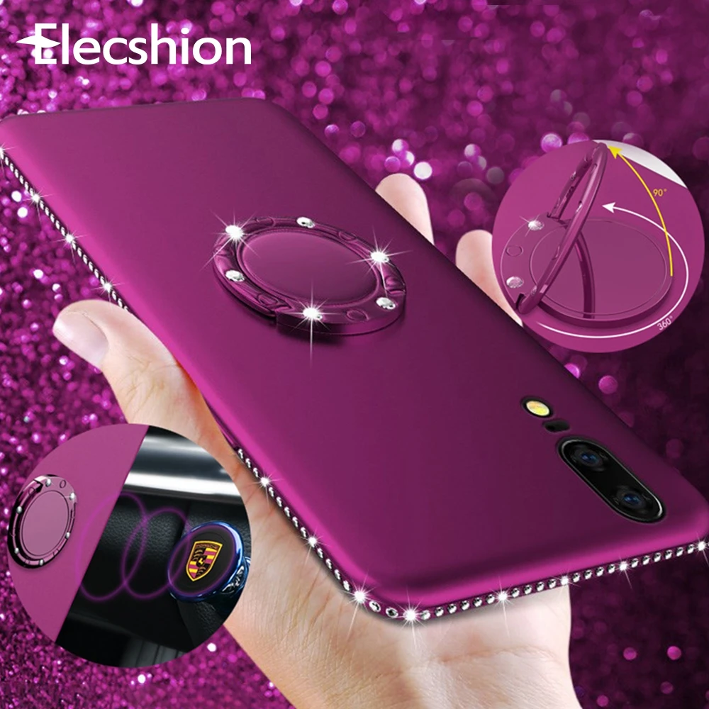 

Magnetic Rhinestone Phone Case For Huawei 10 9 Lite P20 P10 Mate 20 10 Pro 3D Diamond For Huawei Honor 10 Lite Ring Holder TPU