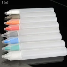 10 шт. бутылка-капельница с единорогом, 15 мл пластиковая пустая бутылка для электронных жидкостей в форме ручки, Длинная тонкая бутылка для курительного масла PE