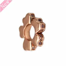 Румяна Розовый 14ct розовое золото минималистичный дикий цветок луг распорка Талисман из бусин ручной работы Fit PANDORA Подвески для женщин ювелирных изделий RF002