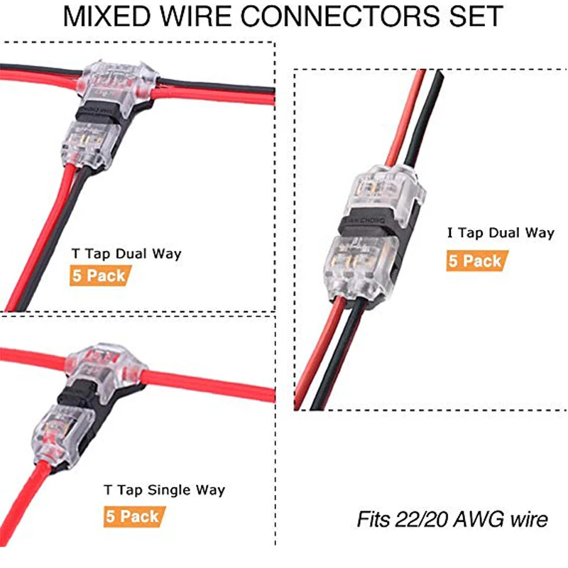 

Wire Connectors Set 15pcs Low Voltage Solderless Wire Connectors with No Wire-stripping Required for Mid-span Branching Wires