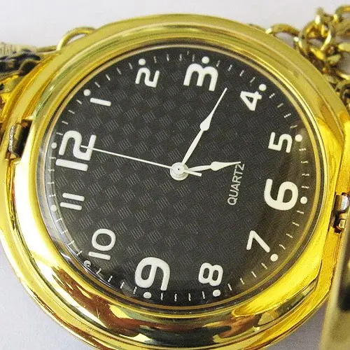 Золото Тон Pattern Китайский дракон кварцевые карманные часы Freeship круто|pocket watch|quartz