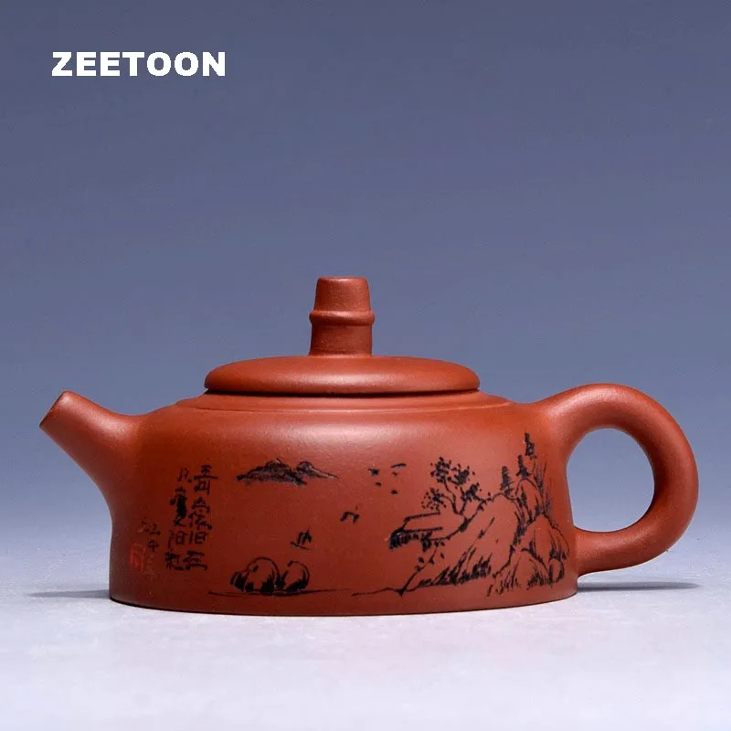 

100cc Authentic Yixing Teapot Flat Han Duo Pot Chinese Healthy Purple Clay Tea Pot Kung Fu Tea Set Pottery Kettle Brew Tea Maker