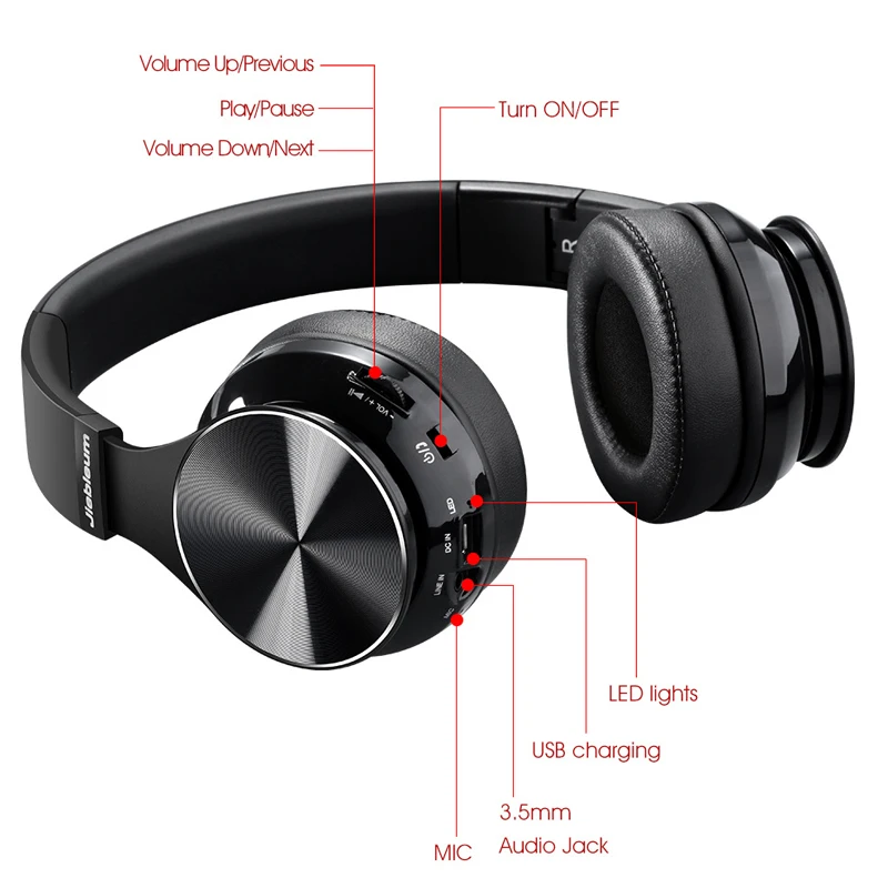 TOPROAD HiFi стерео Bluetooth наушники Беспроводная гарнитура Регулируемые с микрофоном