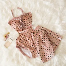 Новинка, Двухсекционный купальник в горошек, сексуальный купальник с оборками, летний пляжный купальник на бретельках, купальник с высокой талией, юбка