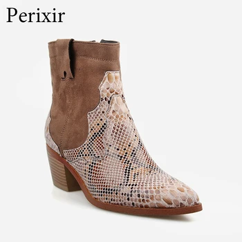 

Autumn Western Cowboy Boots Women Ankle Boots Pointed Toe Chunky Heel Ladies Shoes High Top Casual Shoes Classic Martin Shoes