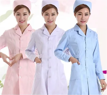 

women white Pink blue Medical Short sleevesClothing Medical Services Uniform Nurse Clothing Long-sleeve cotton Protect lab coat
