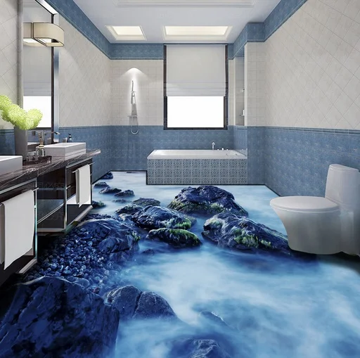 [Self-Adhesive] 3D Stone Smoke Sea 4 Non-slip Waterproof Photo Self-Adhesive Floor Mural Sticker WallPaper Murals Print Decal |