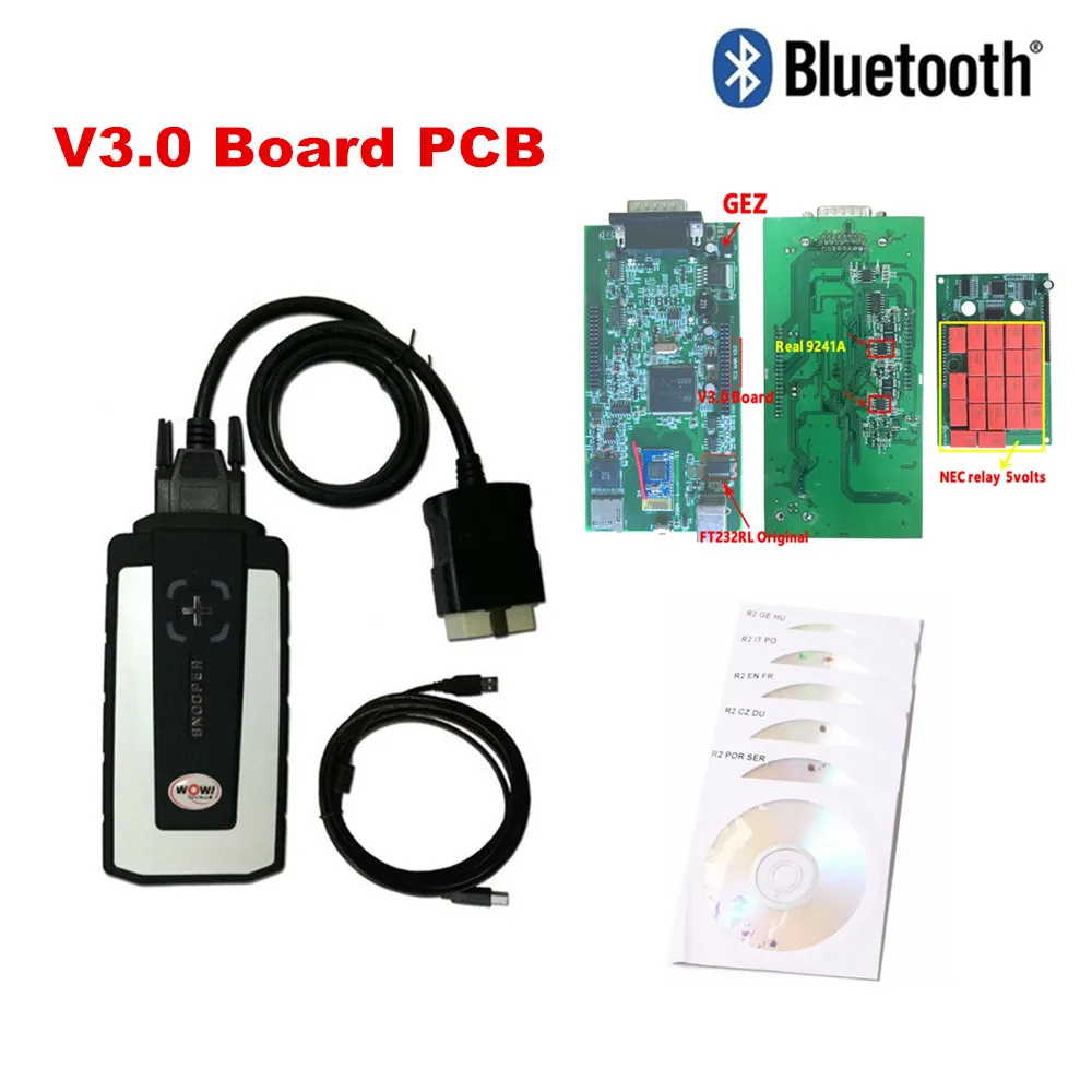 

V3.0 red relay wow snopper v5.008r2 with keygen gift obd OBD2 Scan Tool bluetooth Diagnosis For Cars Trucks 3in1