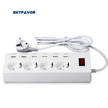 

Multi 4 way European Power strip surge protector 6 USB port charging station EU extension socket with USB for iphone ipad samsun