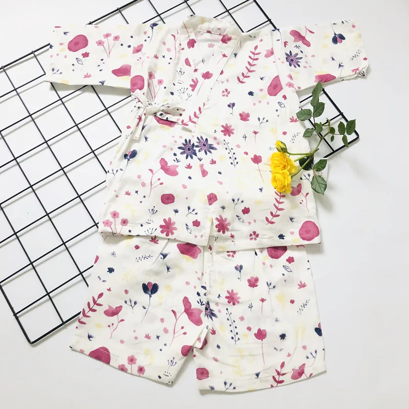 Муслиновая Одежда для маленьких девочек; летняя одежда для сна для мальчиков; Пижама для малышей; пижамный комплект; Пижама; одежда для ванной; 80-120 см - Цвет: purple set