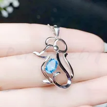 Кулон Зодиака, натуральное Настоящее ожерелье из голубого топаза, подвеска из серебра 925 пробы,, 1.1ct, драгоценный камень# B95201