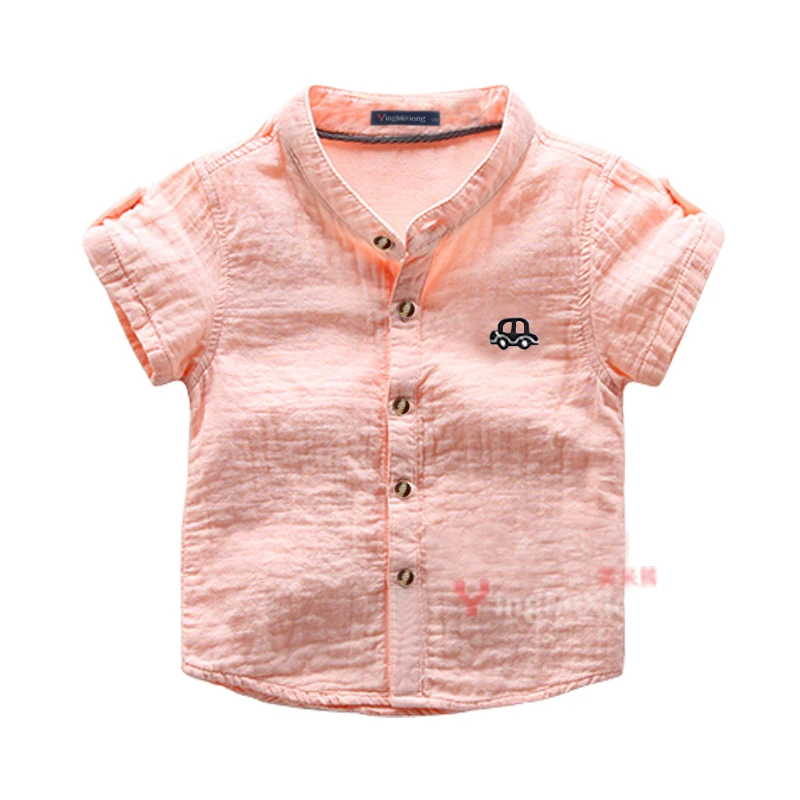 

Hot New 2017 Summer Toddler Clothing Baby Boys White Shirt Cotton Short Sleeve Mandarin Collar 2-8 Years Old Children Kids Tops