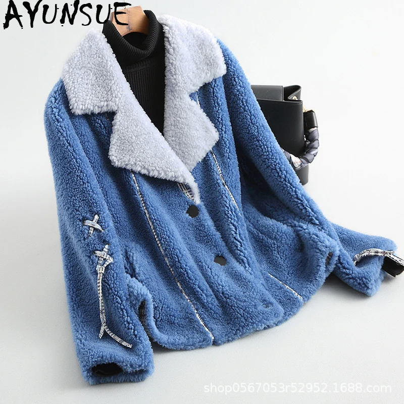 

AYUNSUE Real Wool Fur Coat Women Short Sheep Shearing Autumn Winter Jacket Korean Coats and Jackets Women 2020 868527 KJ2633