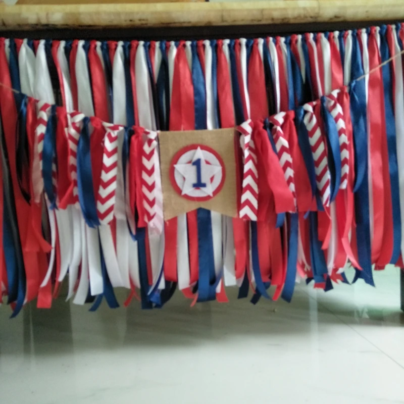 

Free Shipping July The 4th Themed Party Table Setting Skirt Double Layer Year Sign Banners Patriotic Inspired Party Decorations