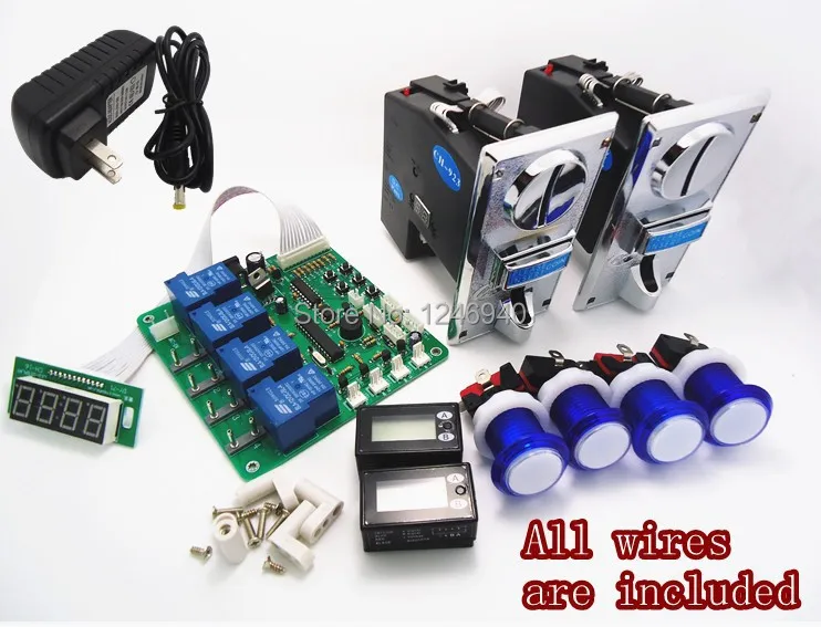 

NEW 1 kit for 4 digits minte: second coin operated timer board for 1-4 devices machines multi coin acceptor selector