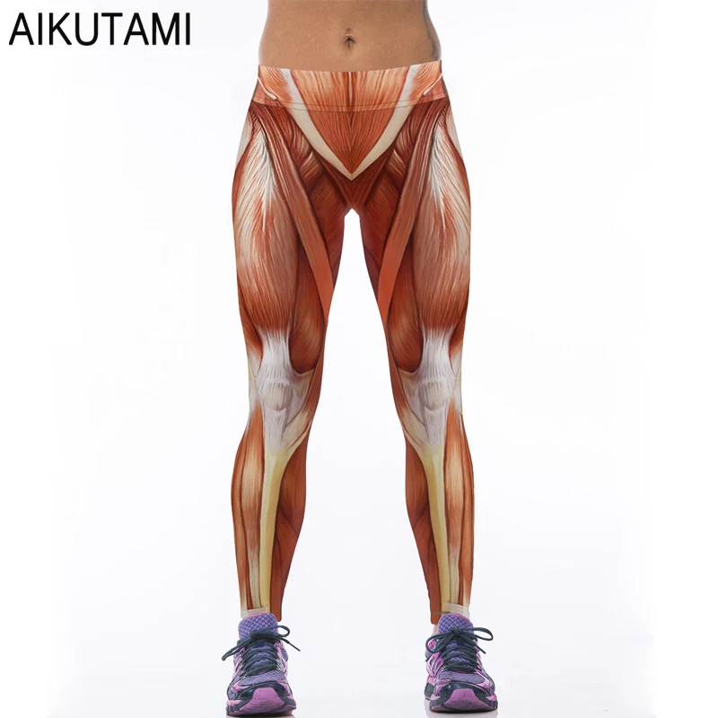 

Muscle Print Compression Pants Sport Tights Women Elastic Waist Quick Dry Leggins Hombre Gym Tights Fitness Leggings Sportswear