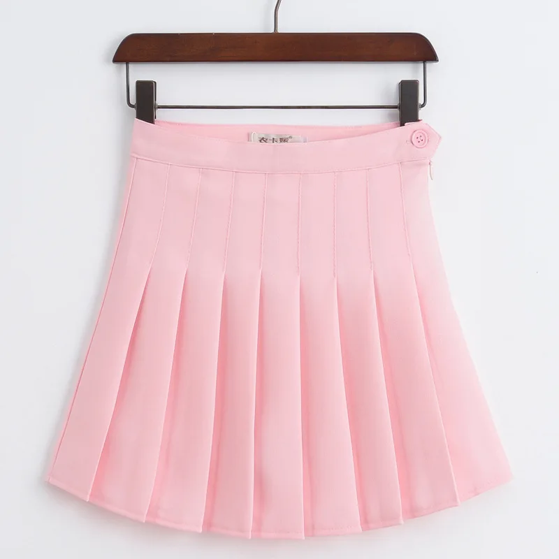 Harajuku Kawaii Pink Mini Pleated Skirts Women Summer Korean Ulzzang Sweet Style Candy Color Skirt Shorts Schoolgirl G301 - Цвет: Розовый