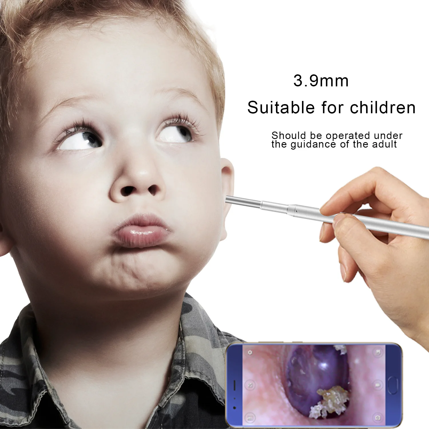 

3.9mm Ear Endoscope Children Visible Ear Spoon Mini Lens Ear Cleaner 3IN1 720P HD Oral Nasal Cavity Cleaning Endoscopes