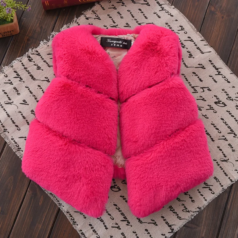 

Warm Waistcoat Kids Girls Artificial Fur Vest Winter Children Sleeveless Jacket Outerwear Coats Clothing For Young Child Vw018