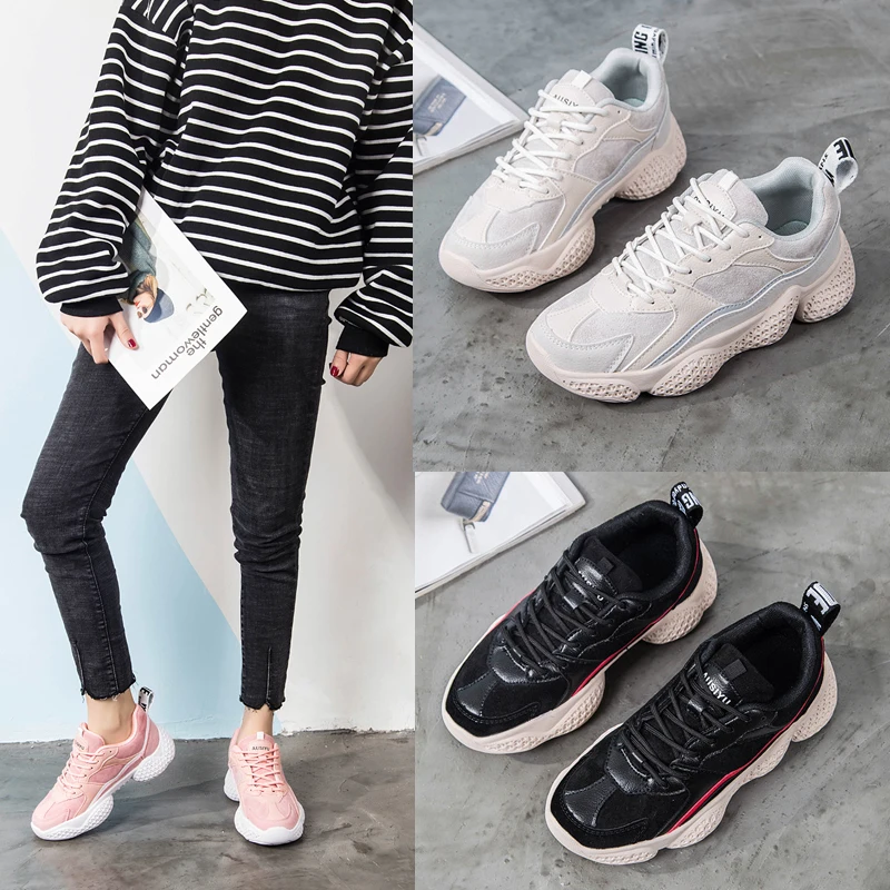 

Women Platform Sneakers White Wedage Shoes For Women Chunky Sneakers Fashion Vulcanized Shoes Basket Femme Tenis Feminino 8075