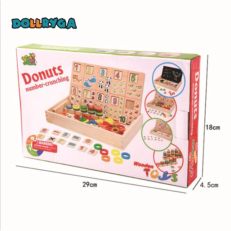 DOLLRYAG Montessori Wooden Math Kids Toys For Children Wooden Cartoon Animals Preschool Digital operation Early Learning Toys 