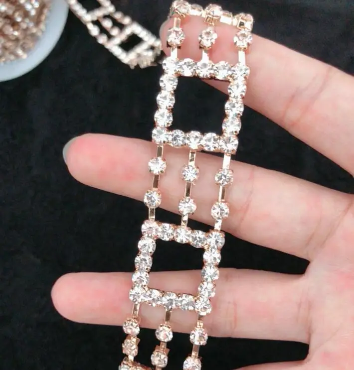 

1 Yard 2cm Width Rhinestone Trims Clothing Garment Decoration Rose Gold Rhinestone Trims Chain Free Shipping