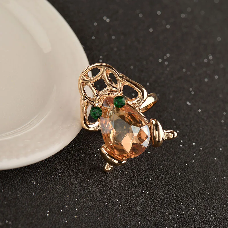 Симпатичное кольцо животное из розового золота Цвет покрытием хорошее монеты, кольца с лягушкой, сделан с австрийскими кристаллами SWA ЭЛЕМЕНТЫ Свадебные украшения