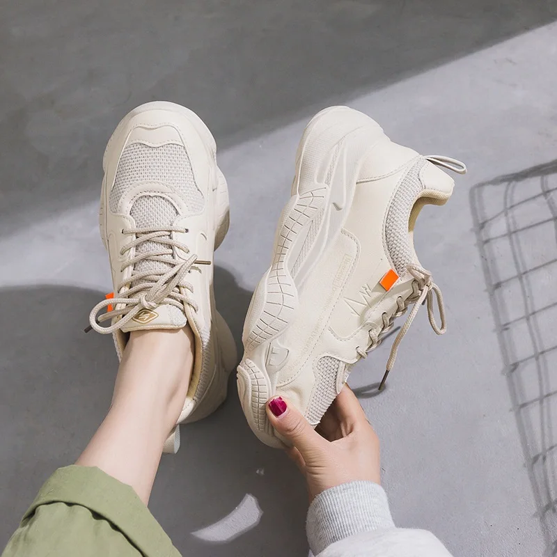 

Women Sneakers spring Thick Sole Ladies Platform Shoes Chunky Dad walking Sneakers Chaussures Femme Women casual shoes