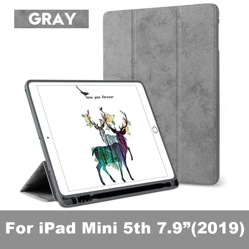 Для нового iPad mini 5 Чехол 7," с карандашом Держатель смарт ткань текстура мягкий силиконовый чехол для iPad mini 1 2 3 4 Funda Capa - Цвет: For mini 5 Gray 04