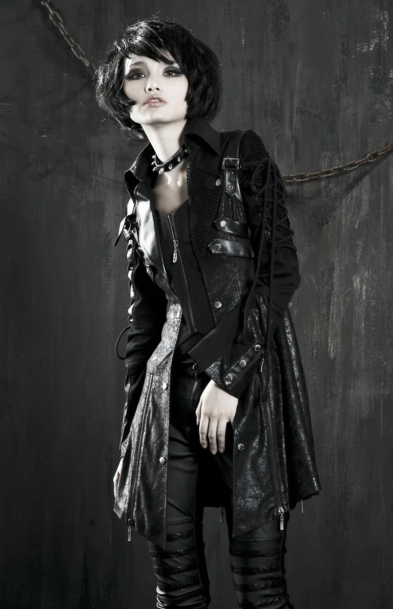 通販 Goth New Women Rave Punk Women studded Rock Leather PU Clothing