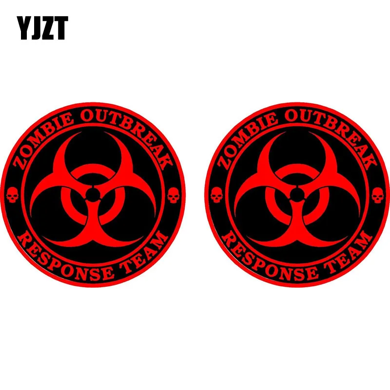 

YJZT 7.6CM*7.6CM 2X ZOMBIE OUTBREAK RESPONSE Fiery Car Sticker Reflective Motorcycle Decals C1-7117